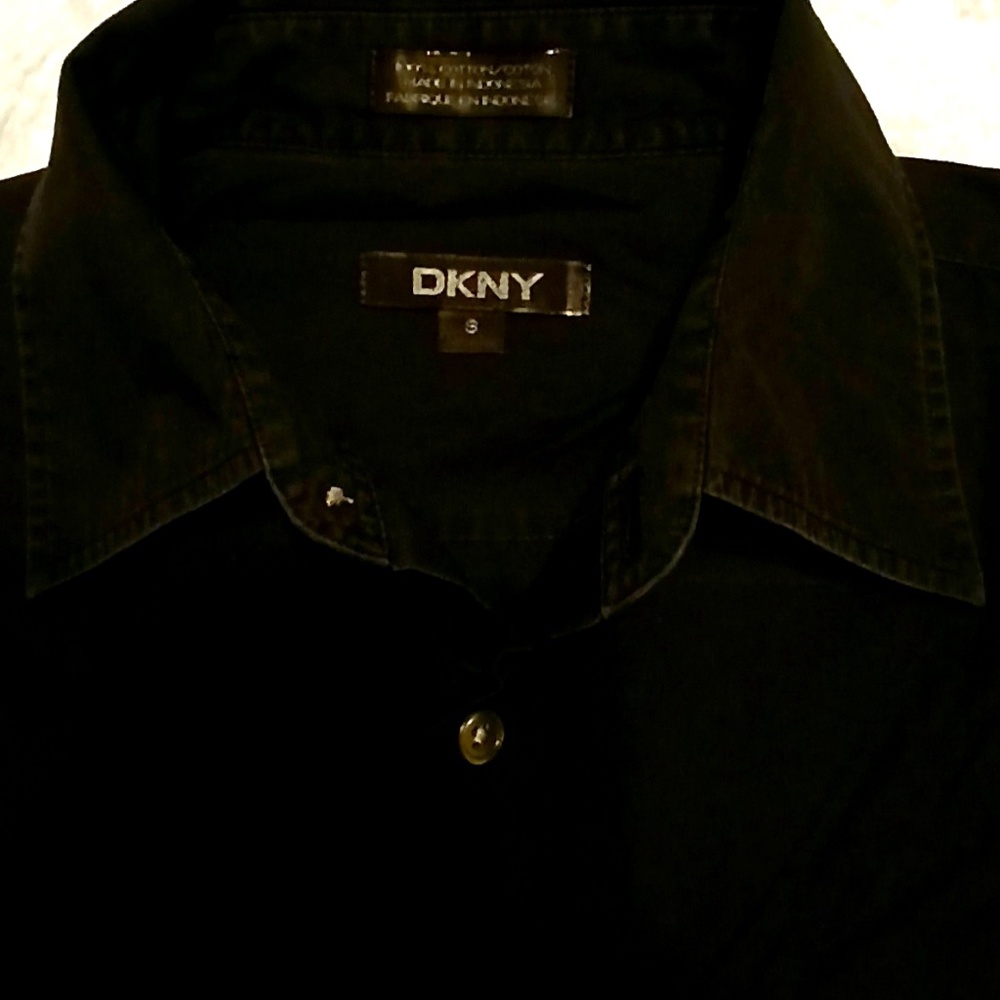 Vintage DKNY Black Button Down Short Sleeve Shirt Men S